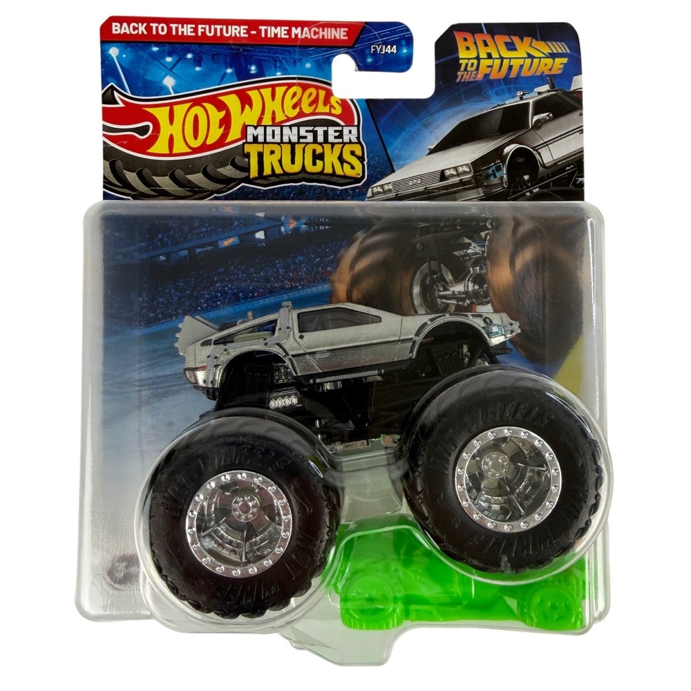 Hot Wheels Monster Trucks Back to the Future Time Machine DeLorean Silver FYJ44